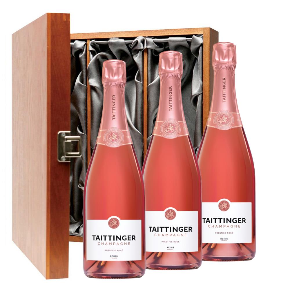 Taittinger Brut Prestige Rose NV Champagne 75cl Three Bottle Luxury Gift Box